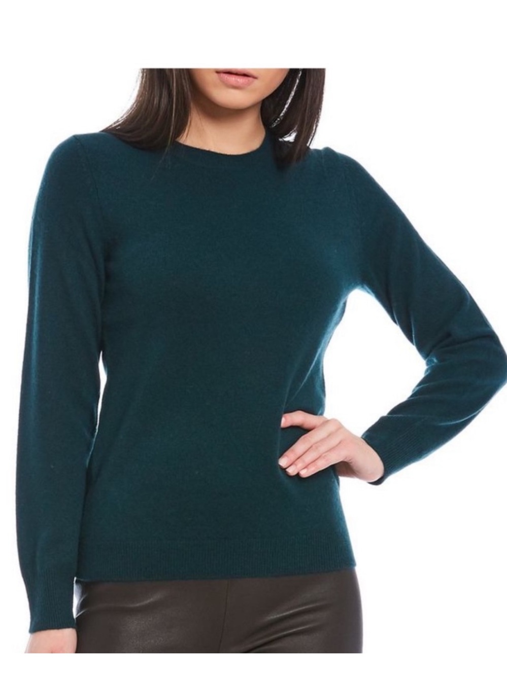 Antonio Melani Cameron Cashmere Crew Neck Sweater Color Green Spruce Medium